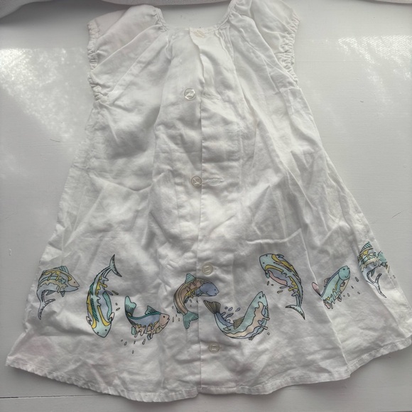 KENZO Baby Girls Cotton Dress w/ Bloomers Fish Sz‎ 12M - Picture 2 of 6